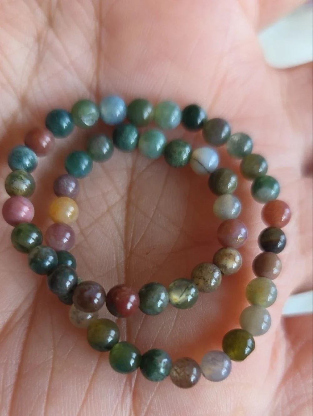 Indian Moss Agate Beaded Stretch Bracelet - Picture 6 of 6